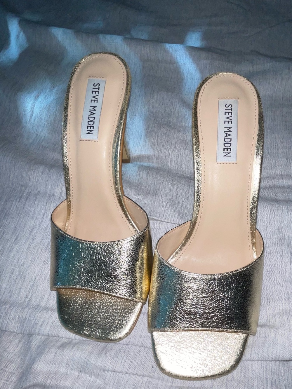 Steve Madden Metallic Gold Open-Toe Slide Mules